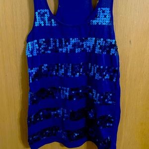 Navy dark blue sequin racer back tank size small